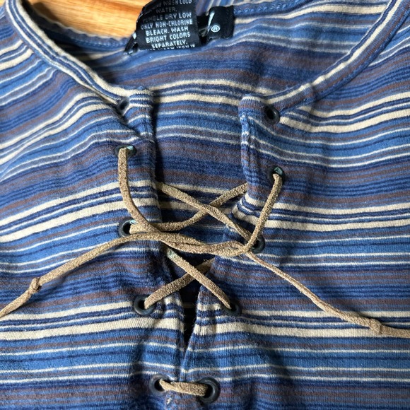 Wet Seal Y2K Striped Lace Up Tank Top Women's Sleeveless Casual Blue Brown Small - Picture 8 of 8